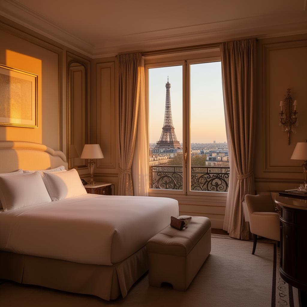 Suite parisienne de luxe avec vue sur la Tour Eiffel